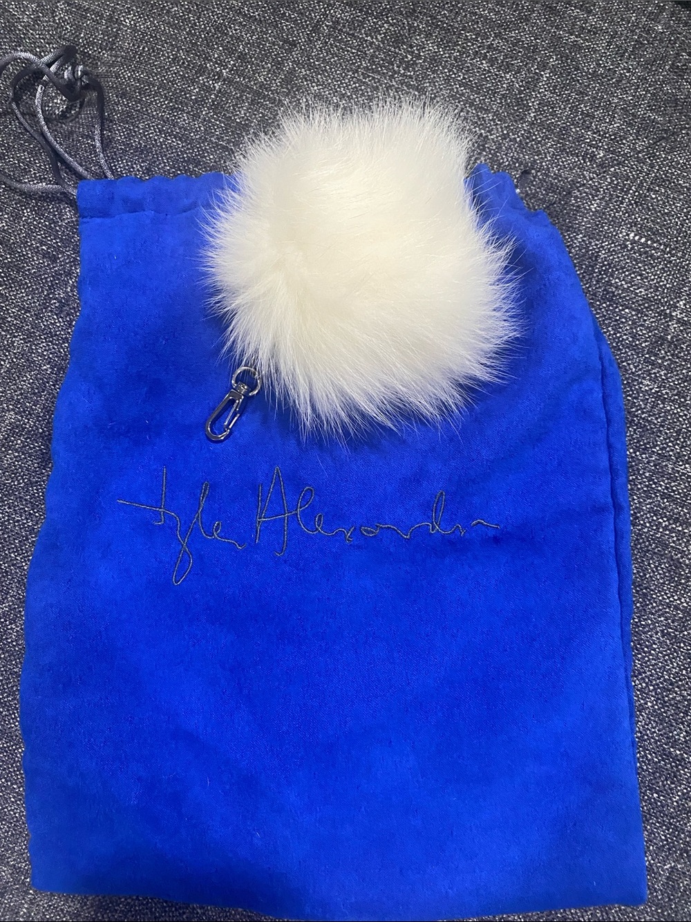 Tyler Alexandra Tyler Ellis White Fur Pom Pom Bag Charm w/ Dust Bag